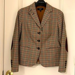 Talbots brand brown plaid field blazer, size 6 petite